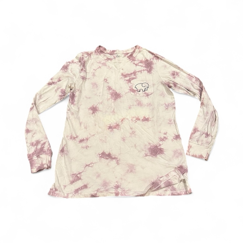 Ivory Ella Elephant Creamy white Purple Tie-Dye Long Sleeve Crew Neck Tee Top S - Picture 3 of 10